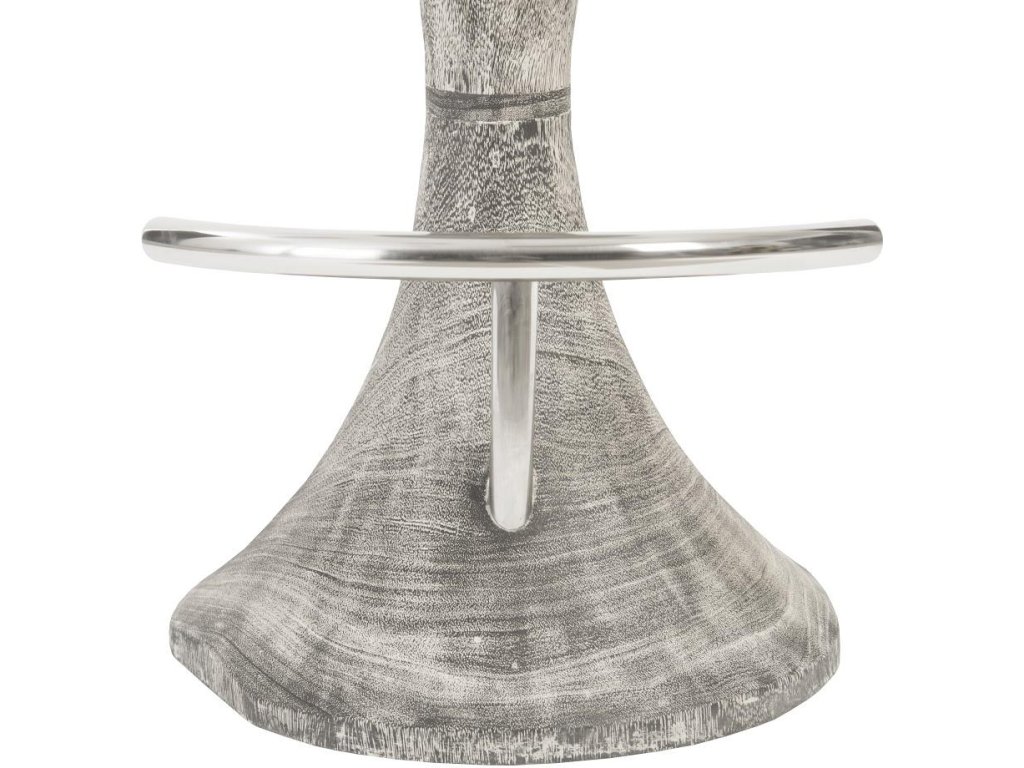 Marley Bar Stool, Gray Stone Finish, Stainless Steel Foot Rest - image 2