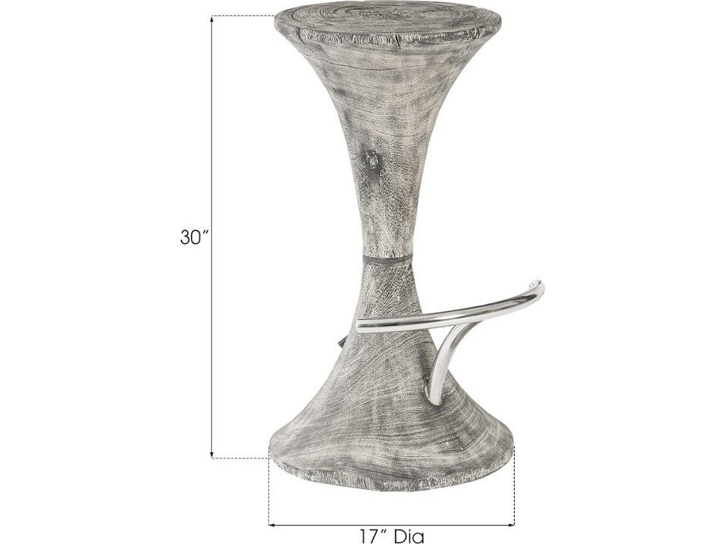 Marley Bar Stool, Gray Stone Finish, Stainless Steel Foot Rest - image 3