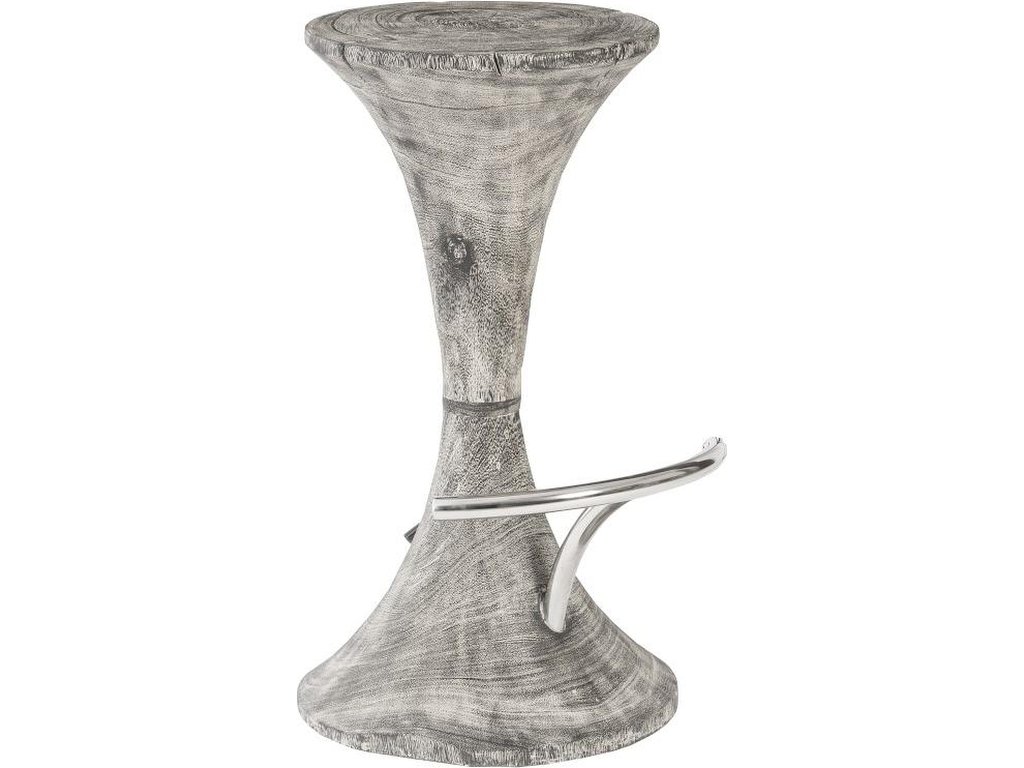 Marley Bar Stool, Gray Stone Finish, Stainless Steel Foot Rest - main image