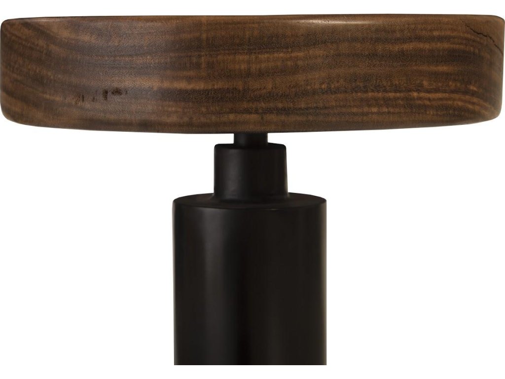 Black Iron Bar Stool, Swivel Seat, Natural - image 2