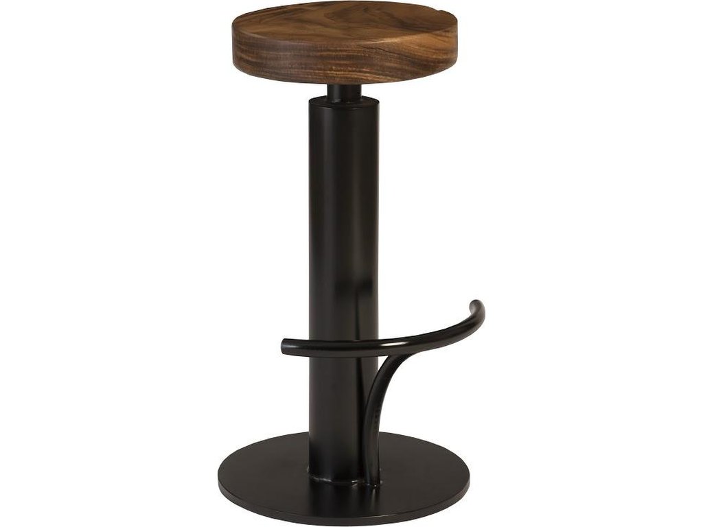 Black Iron Bar Stool, Swivel Seat, Natural - main image