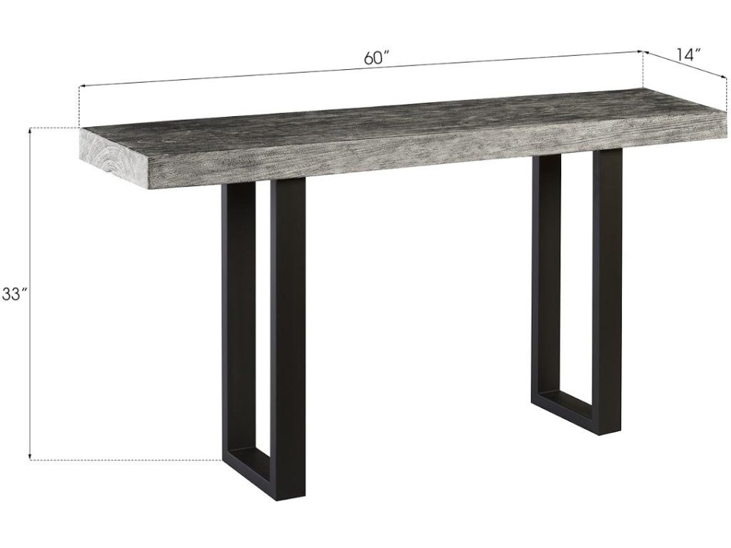 Origins Straight Edge Console Table, Metal U Legs, Gray Stone Finish - image 3