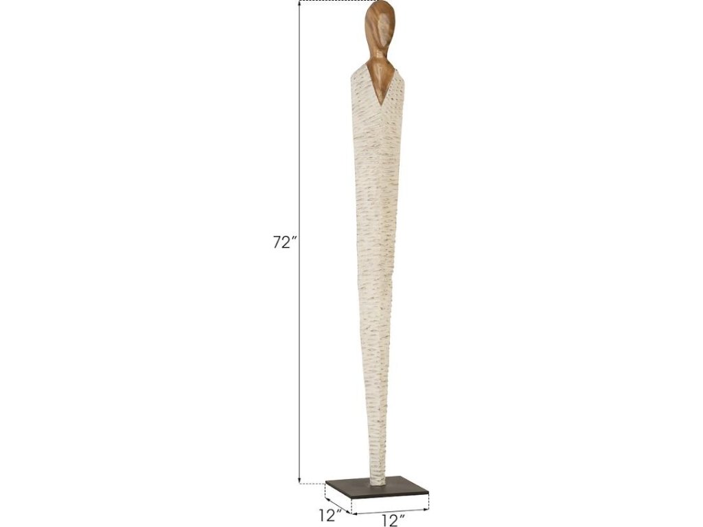 Vested Female Sculpture, Large, Chamcha, Natural, White, Gold - image 4
