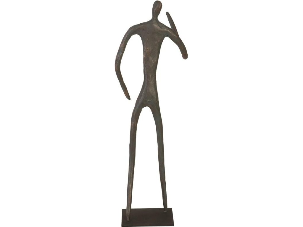 Abstract Figure on Metal Base, Bronze Finish, Elbow Bent - image 2