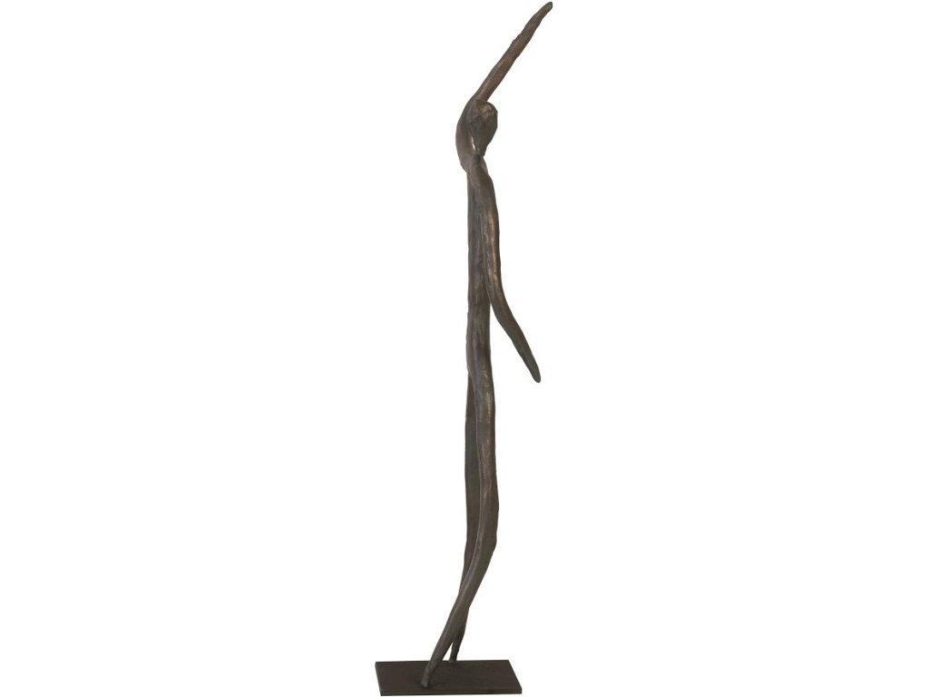 Abstract Figure on Metal Base, Bronze Finish, Arm Up - image 1