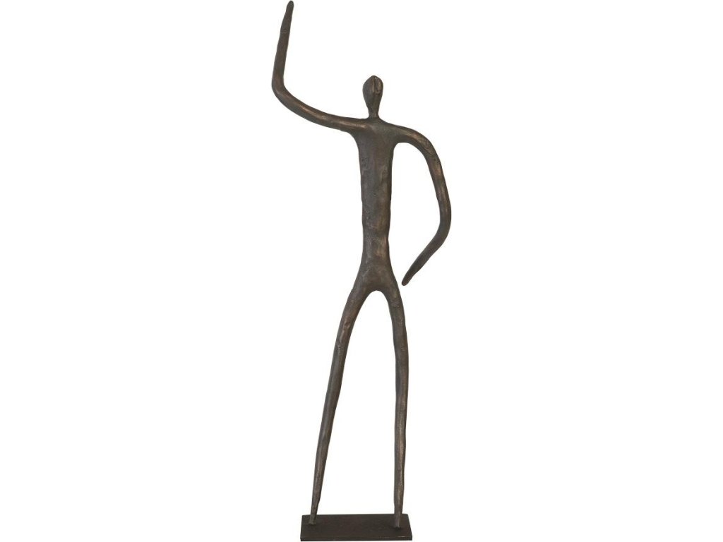 Abstract Figure on Metal Base, Bronze Finish, Arm Up - image 2