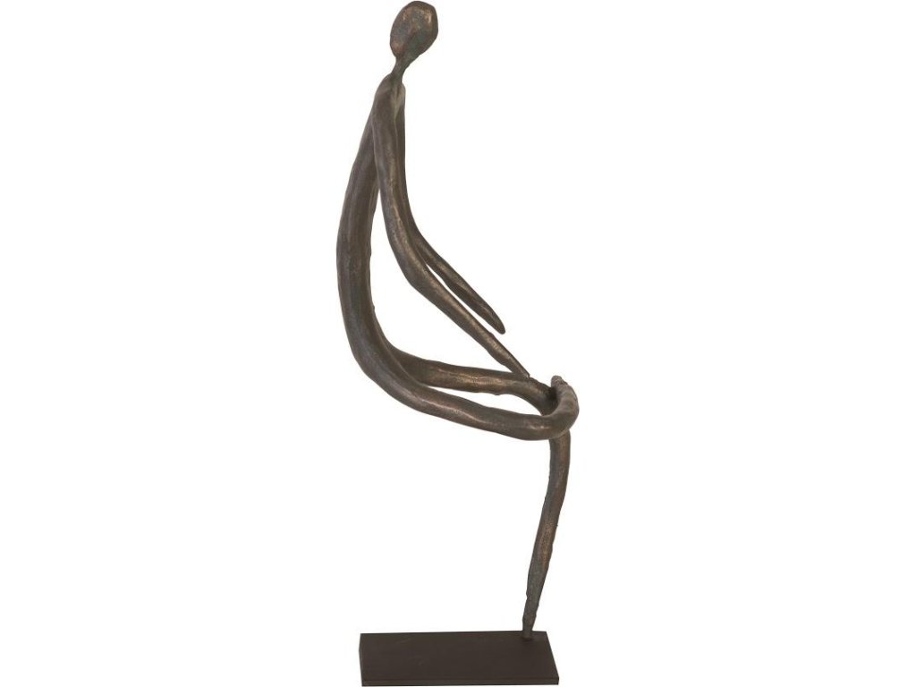 Abstract Figure on Metal Base, Bronze Finish, Leg Folded - image 1