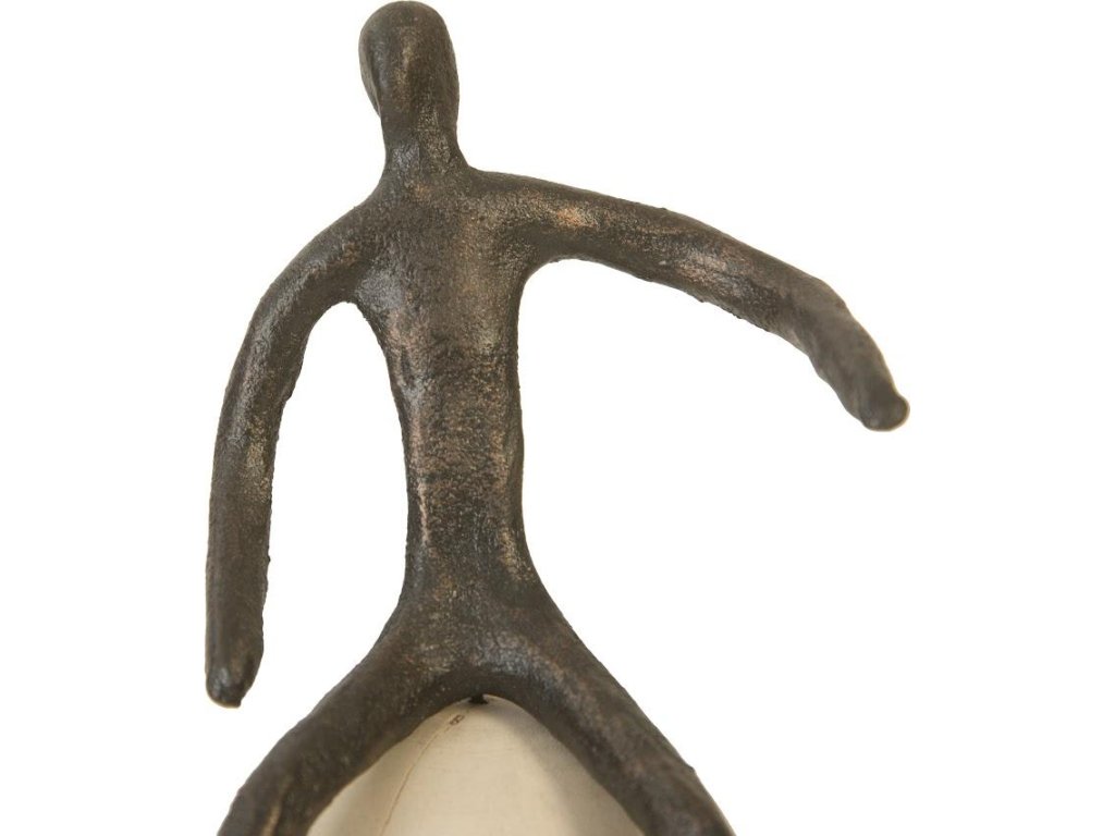 Abstract Figure on Bleached Wood Base, Bronze Finish, Left Arm Down - image 2
