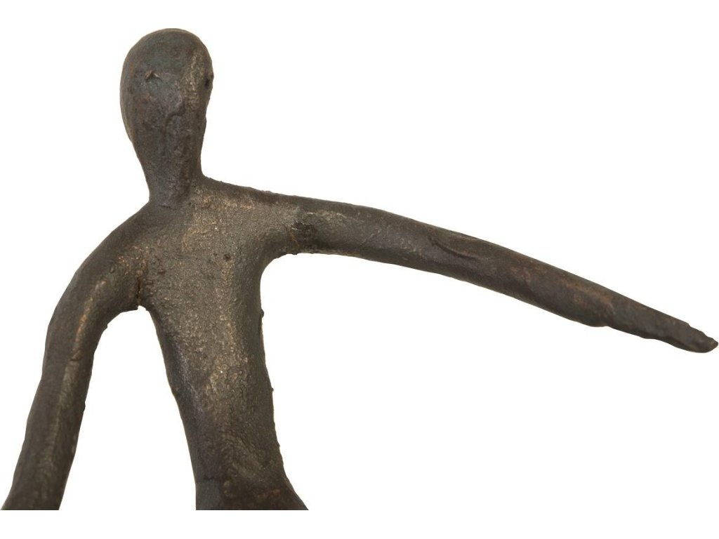 Abstract Figure on Bleached Wood Base, Bronze Finish, Left Arm Down - image 3