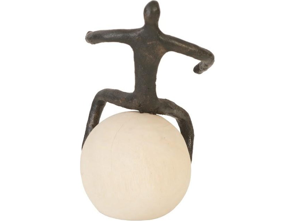 Abstract Figure on Bleached Wood Base, Bronze Finish - image 1
