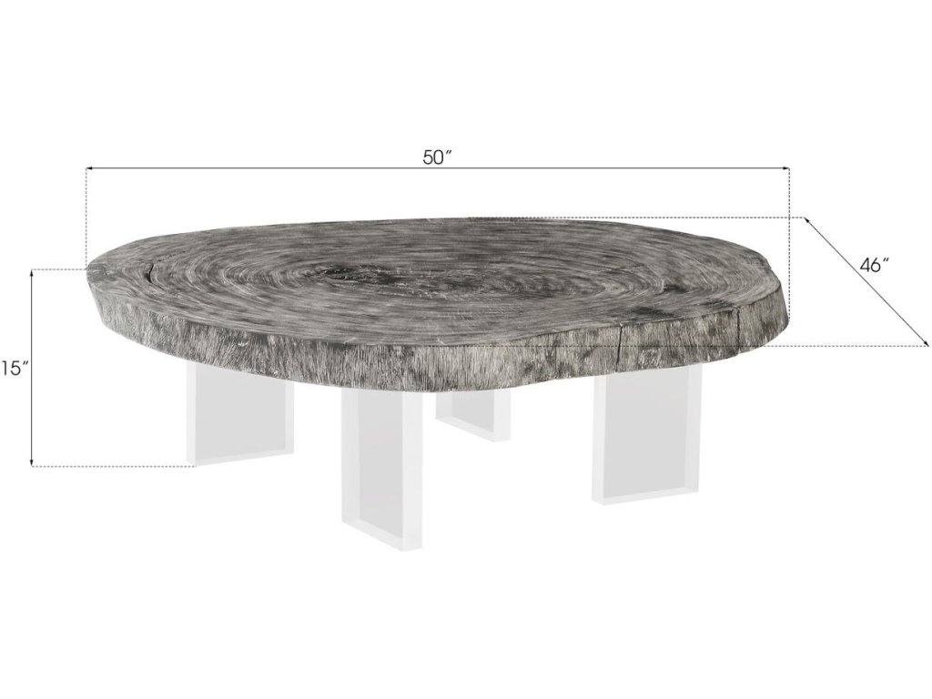 Floating Coffee Table on Acrylic Legs, Gray Stone, Size Varies - image 3