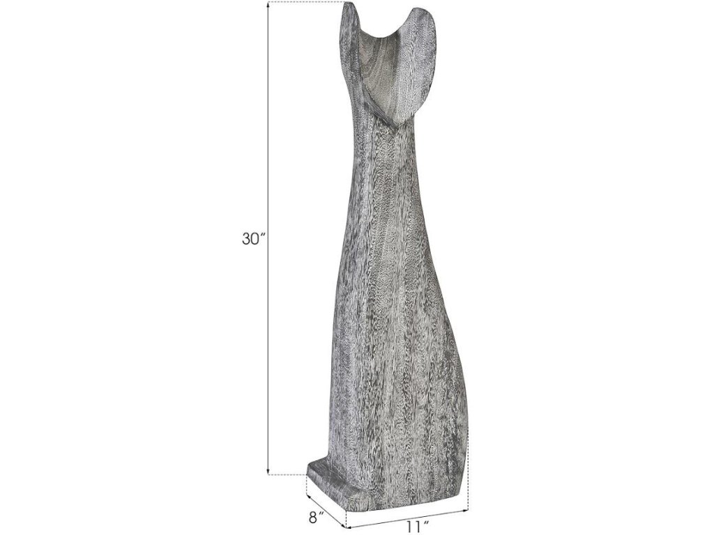 Cat Sculpture, Large, Chamcha Wood, Gray Stone Finish - image 3