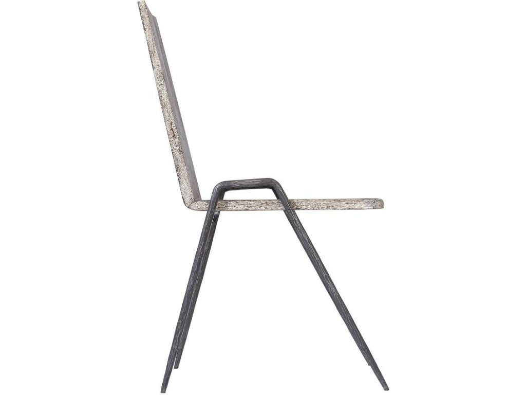 Forged Leg Dining Chair, Chamcha Wood, Gray Stone Finish, Metal - image 2