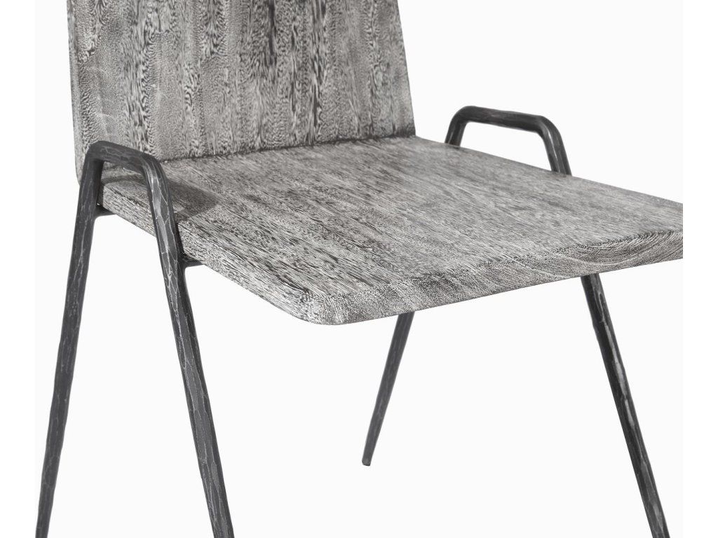 Forged Leg Dining Chair, Chamcha Wood, Gray Stone Finish, Metal - image 4