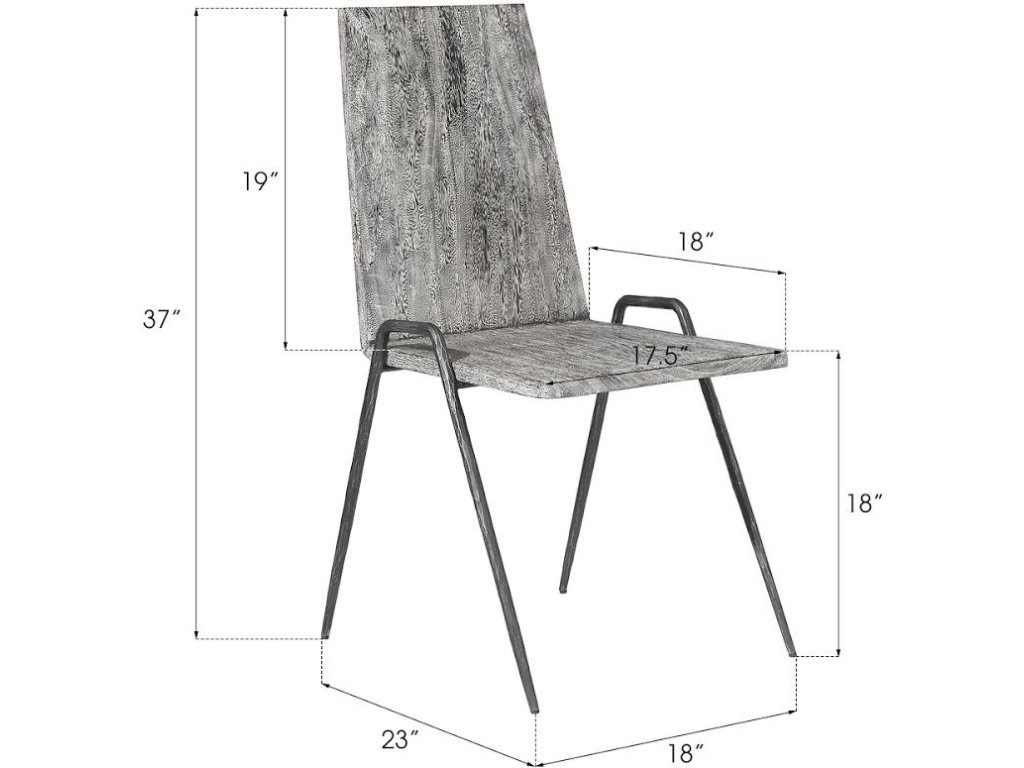 Forged Leg Dining Chair, Chamcha Wood, Gray Stone Finish, Metal - image 5