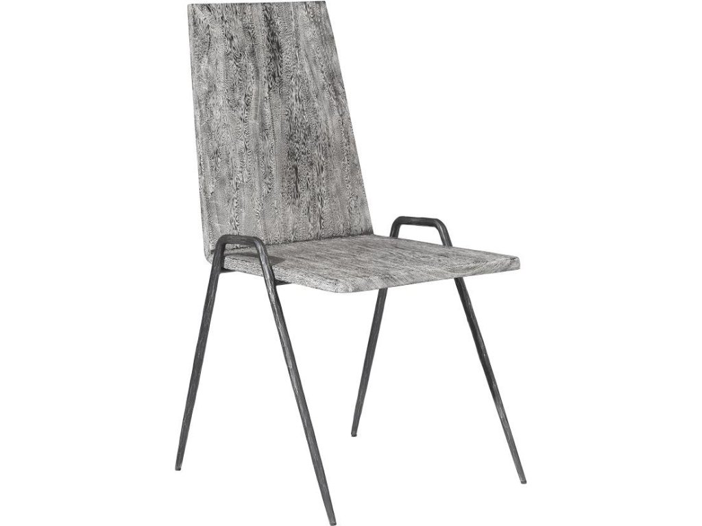 Forged Leg Dining Chair, Chamcha Wood, Gray Stone Finish, Metal - main image