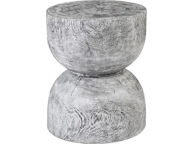 Hour Glass Side Table, Gray Stone