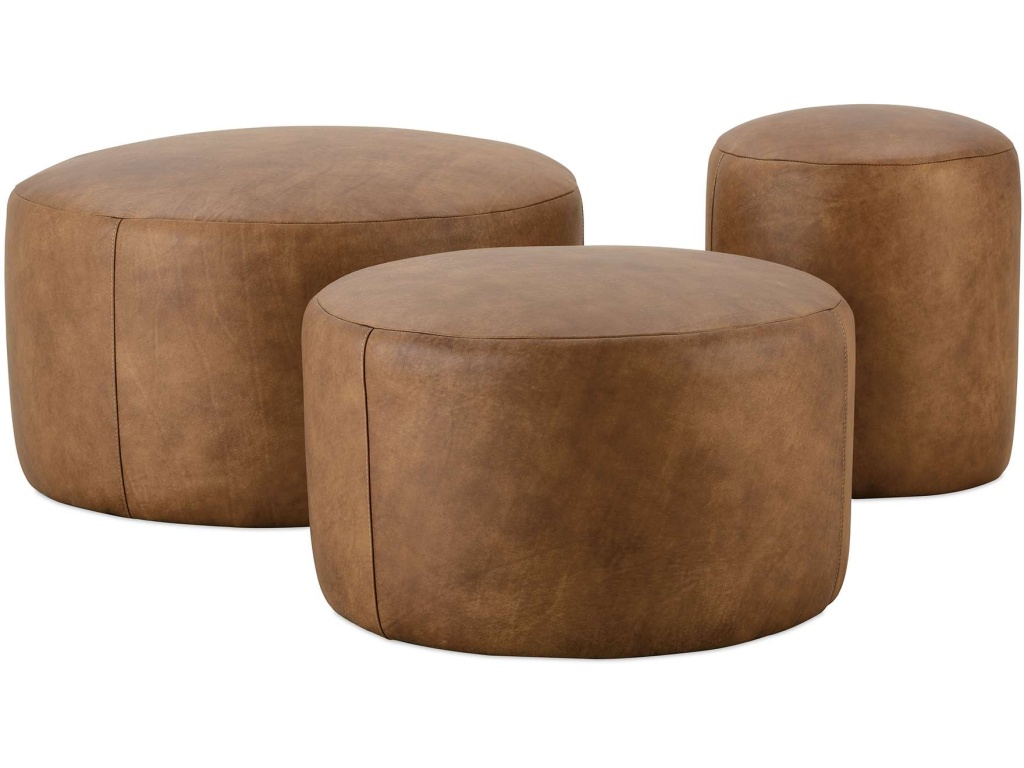 Cleo 17" Leather Ottoman - image 1