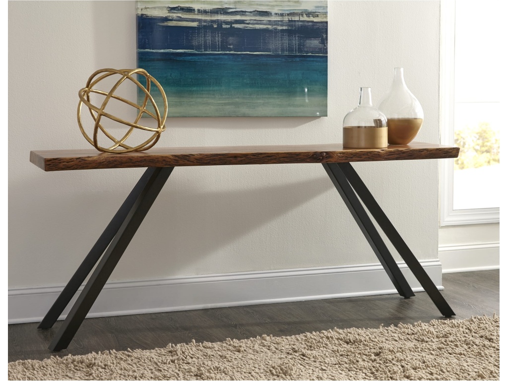 Reese Live Edge Solid Wood Metal Leg Console Table in Natural Acacia - main image