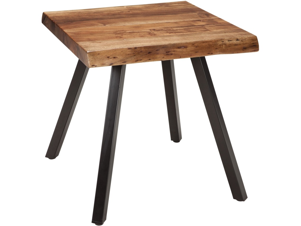 Reese Live Edge Solid Wood Metal Leg End Table in Natural Acacia - image 1