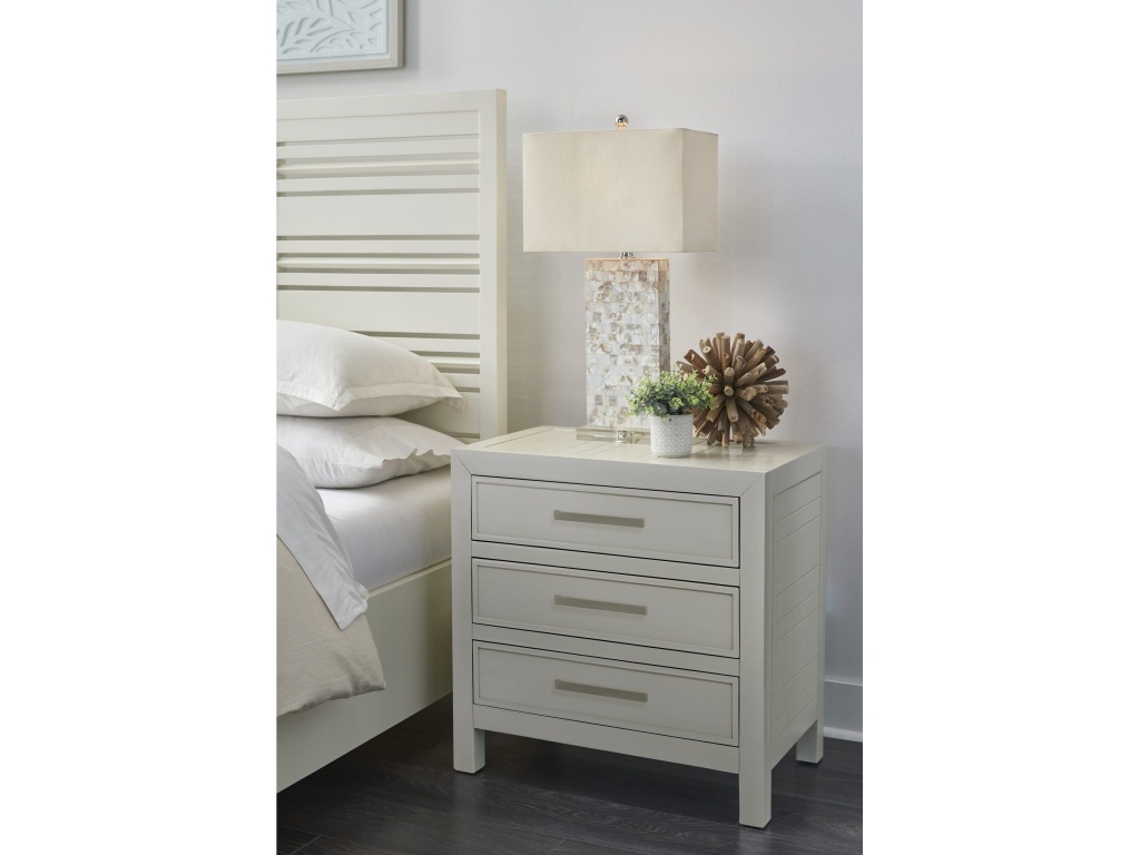 Retreat Three Drawer USB Charging Nightstand in Snowfall - main image