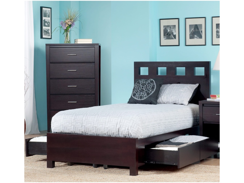 Riva Wood Storage Bed in Espresso - main image
