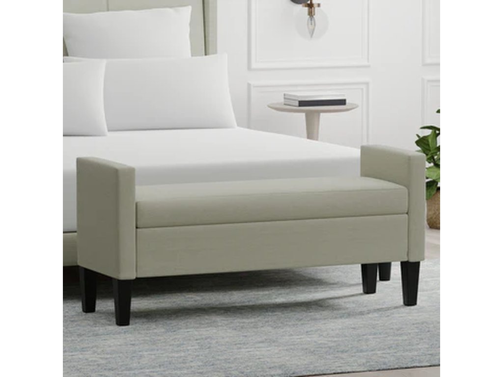 Upholstered Storage Bench with Track Arms - image 1