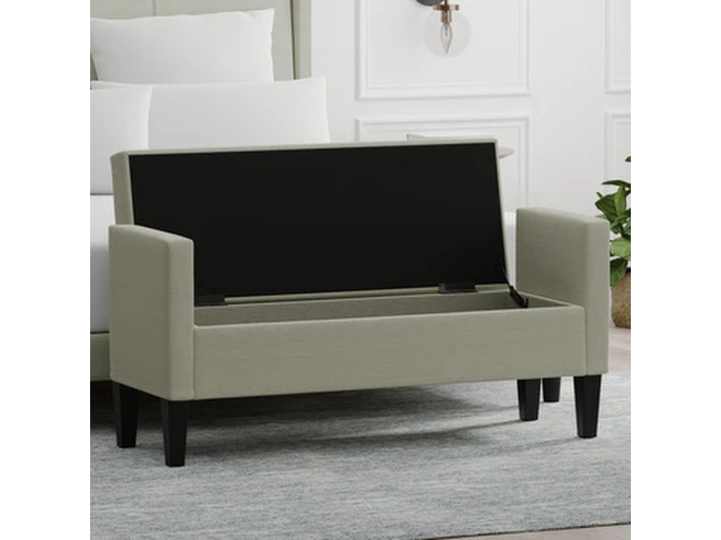 Upholstered Storage Bench with Track Arms - image 2