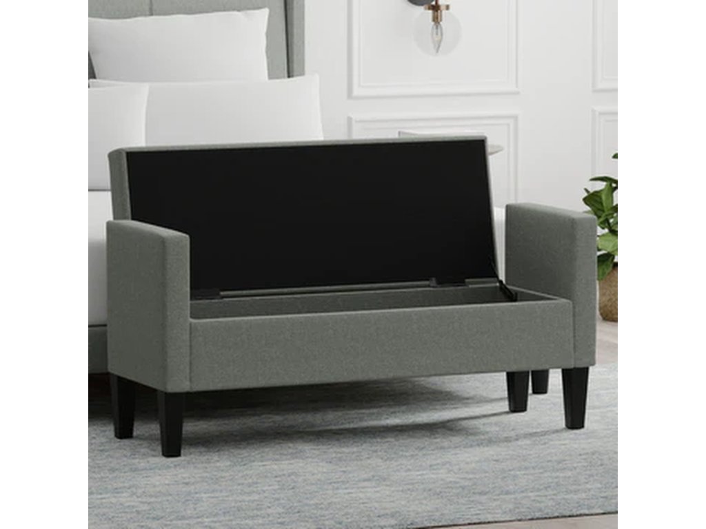 Upholstered Storage Bench with Track Arms - image 8