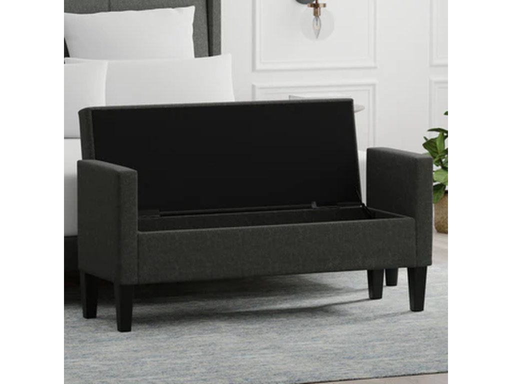Upholstered Storage Bench with Track Arms - image 15