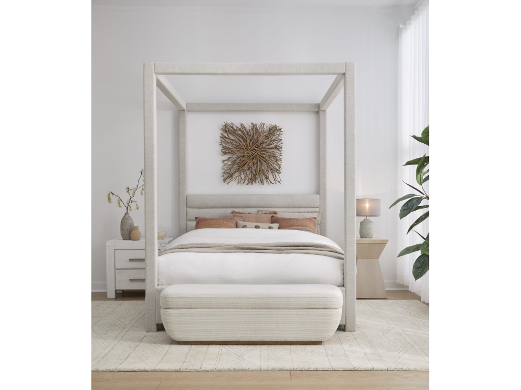 Rockford Upholstered Canopy Bed in Turtle Dove Linen - image 1