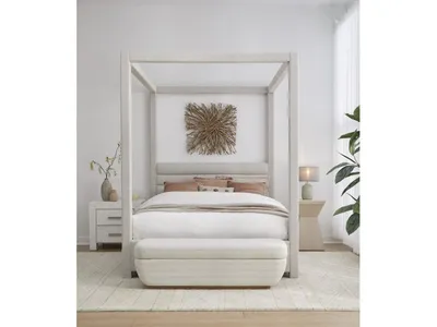 Rockford Upholstered Canopy Bed in Turtle Dove Linen - Alternative View