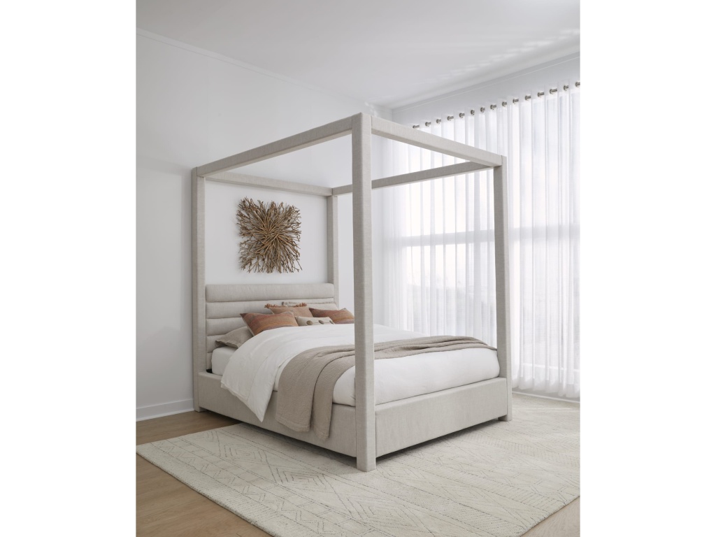Rockford Upholstered Canopy Bed in Turtle Dove Linen - image 2