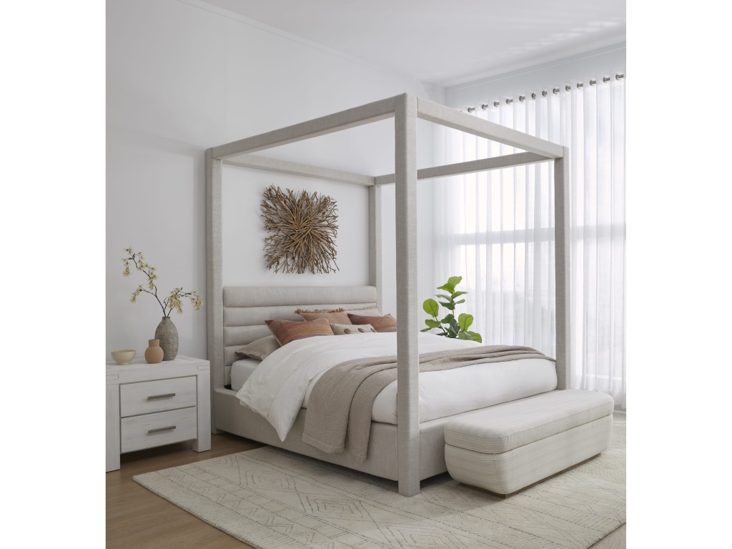 Rockford Upholstered Canopy Bed in Turtle Dove Linen - main image