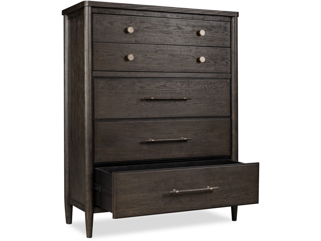 Rockport Five Drawer Oak Wood Chest in Yin - image 2