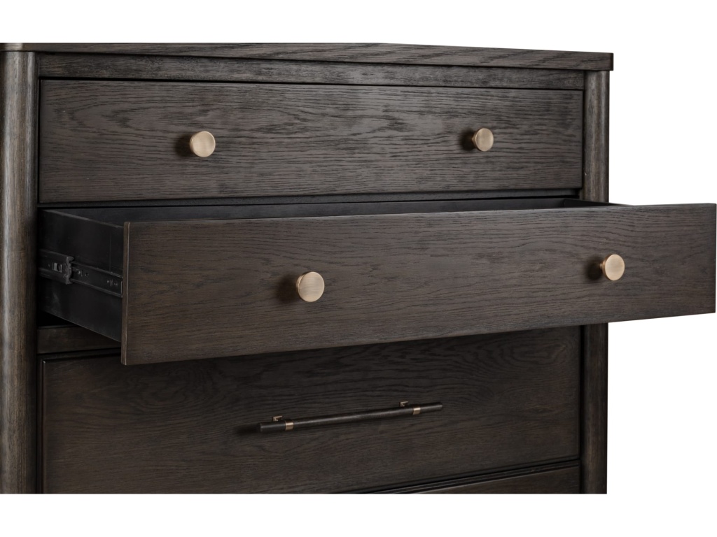 Rockport Five Drawer Oak Wood Chest in Yin - image 4