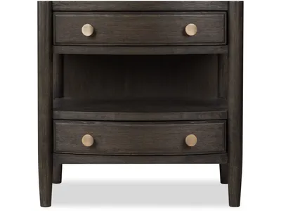 Rockport Two Drawer One Shelf Oak Wood Nightstand in Yin