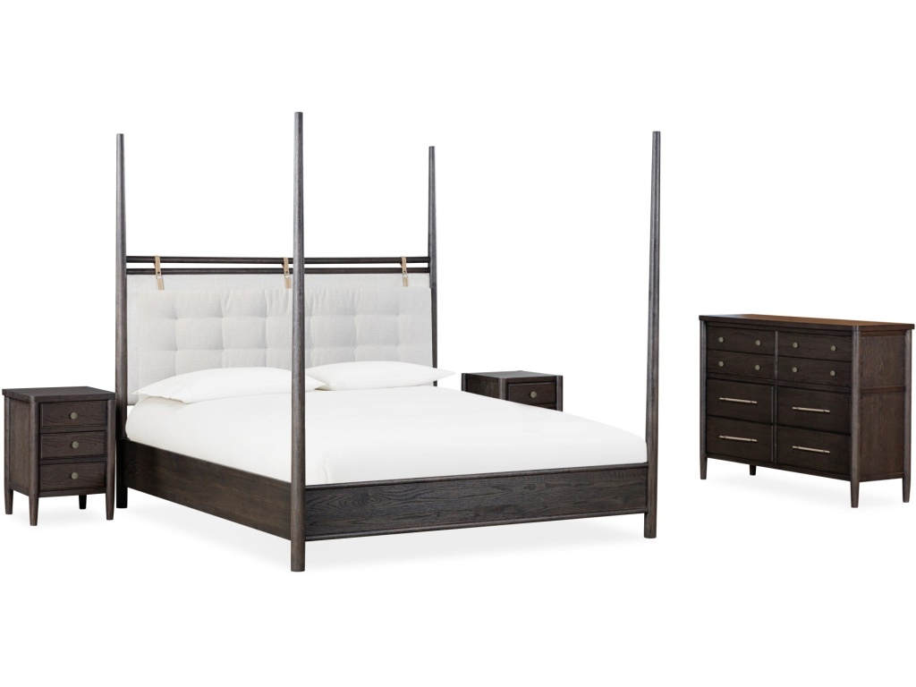 Rockport Upholstered Poster Bed in Yin and Turtle Dove Linen - image 2