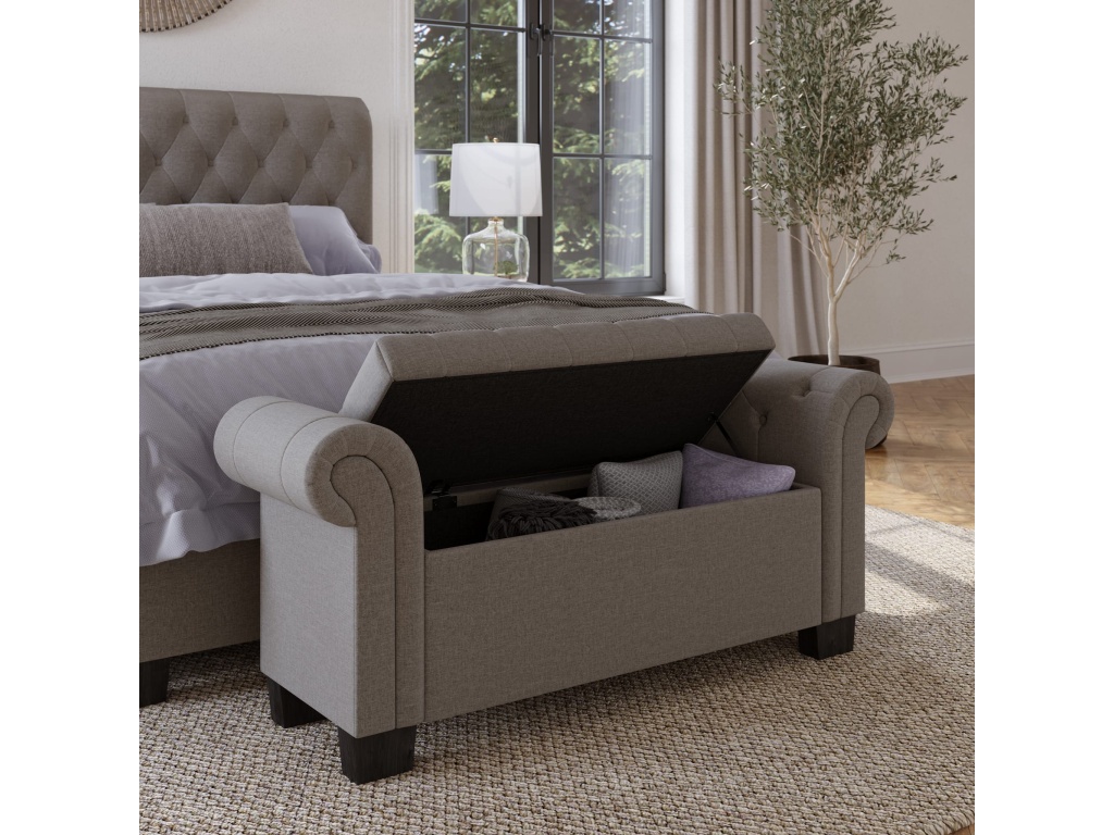 Royal Rolled Arm Storage Bench in Dolphin Linen - image 2