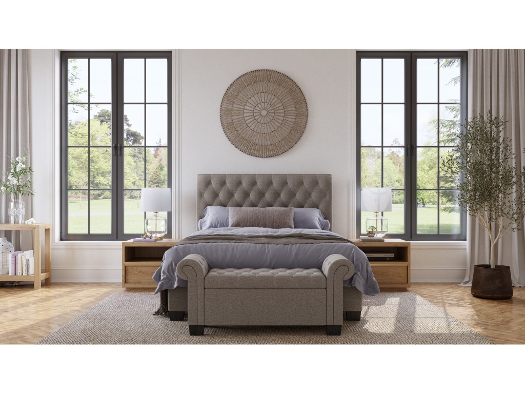 Royal Rolled Arm Storage Bench in Dolphin Linen - image 3
