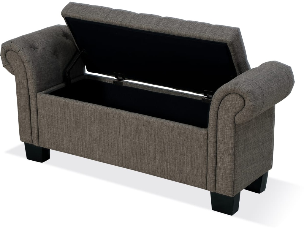Royal Rolled Arm Storage Bench in Dolphin Linen - image 6