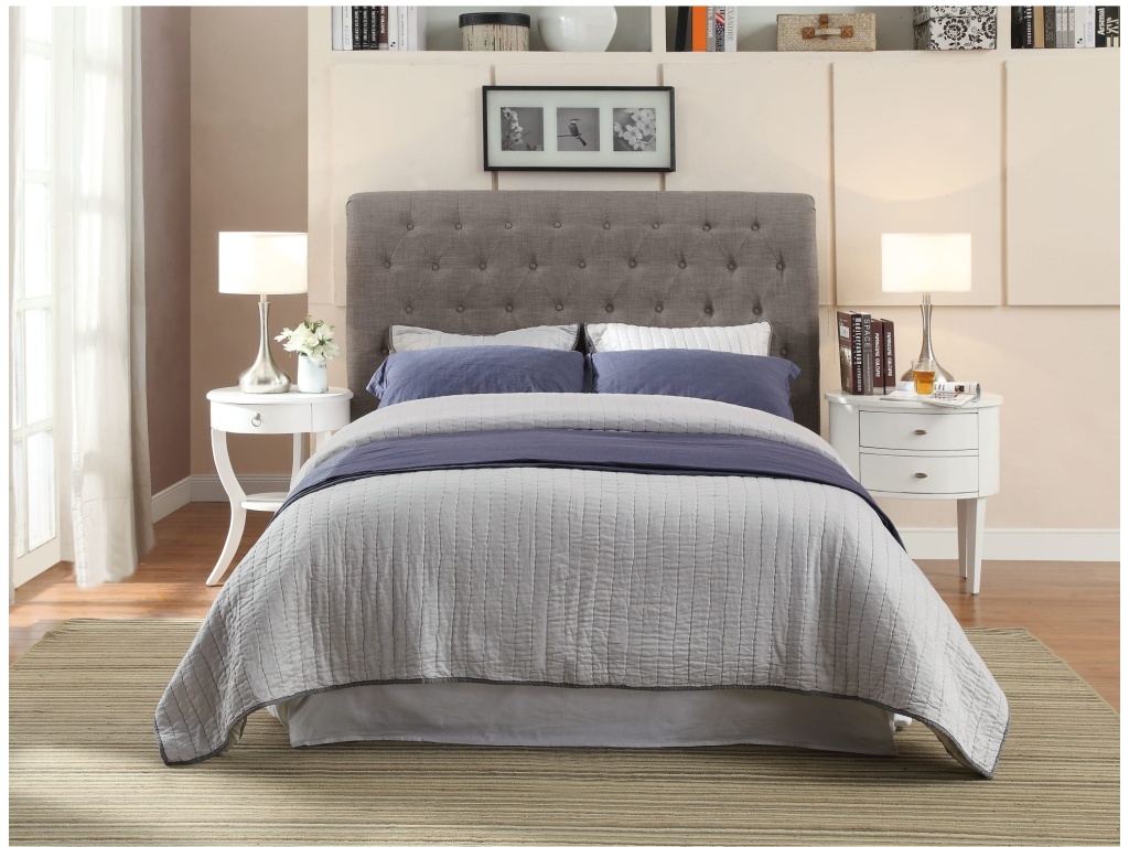 Royal Tufted Platform Bed in Dolphin Linen - main image