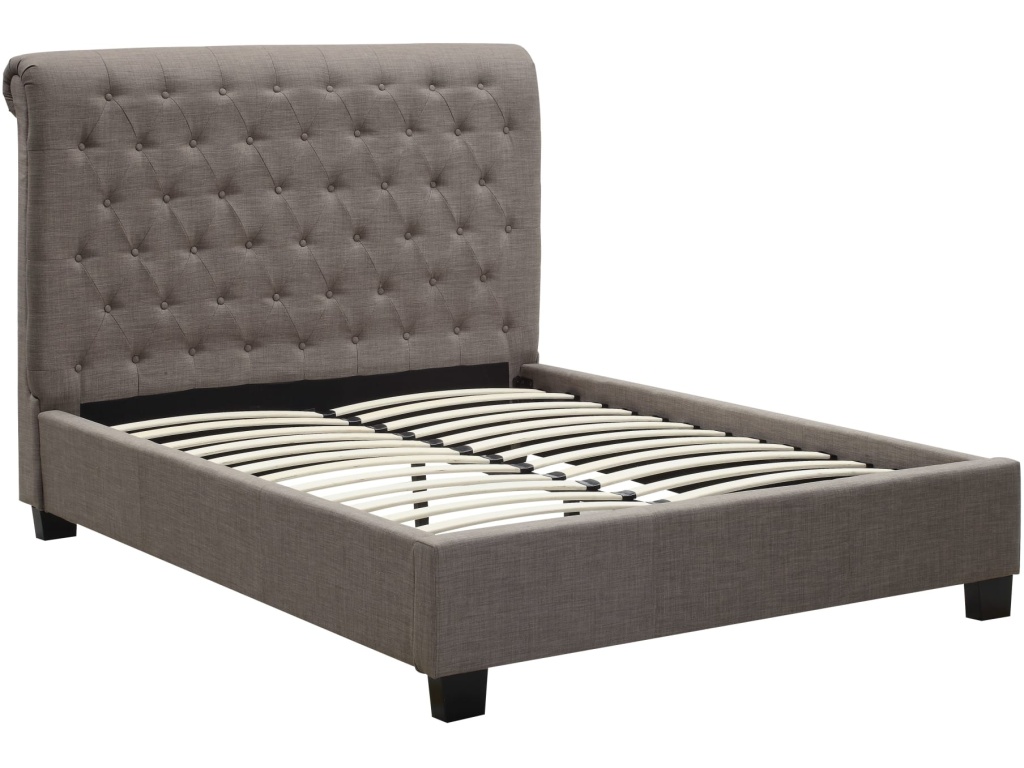 Royal Tufted Platform Bed in Dolphin Linen - image 4