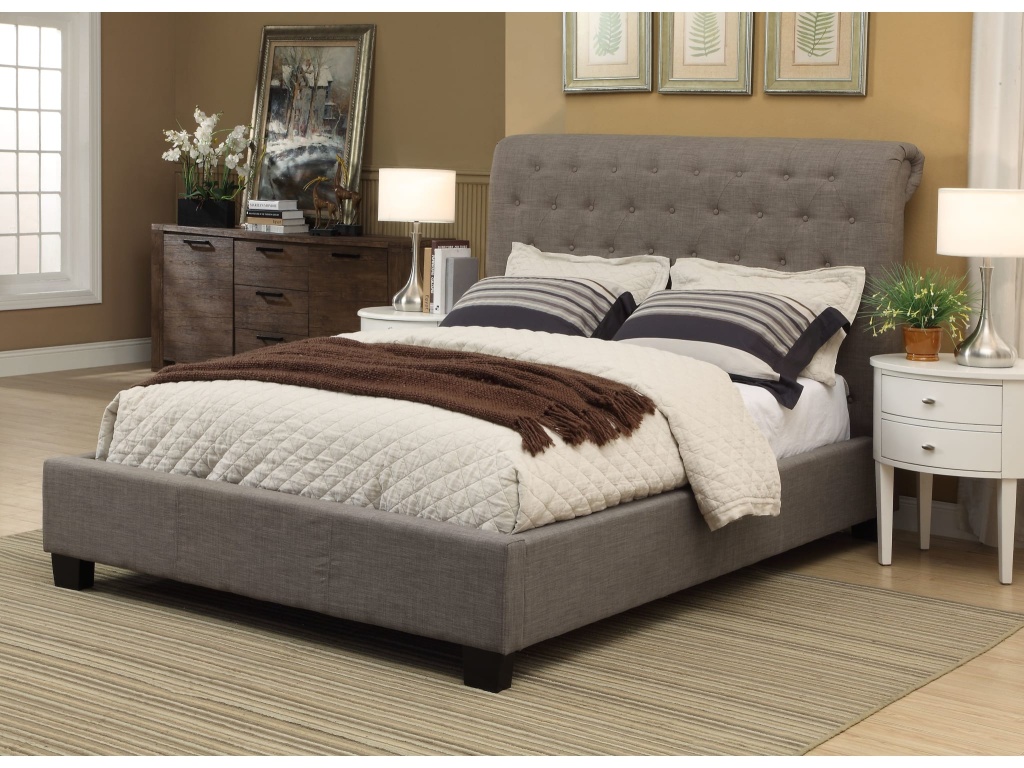 Royal Tufted Platform Bed in Dolphin Linen - image 6