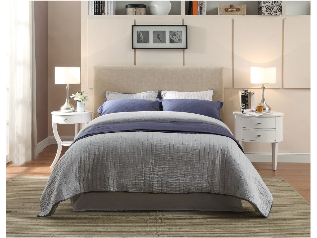 Saint Pierre Upholstered Platform Bed in Toast Linen - main image