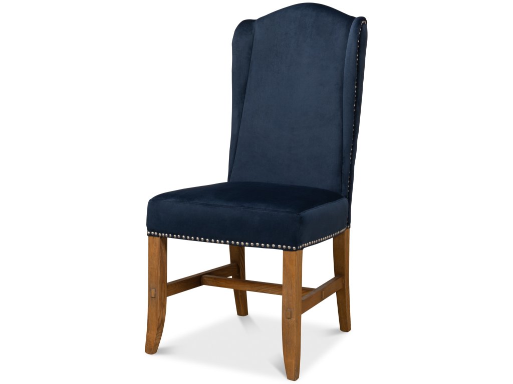 High Back Dining Chair Blue Velvet - main image
