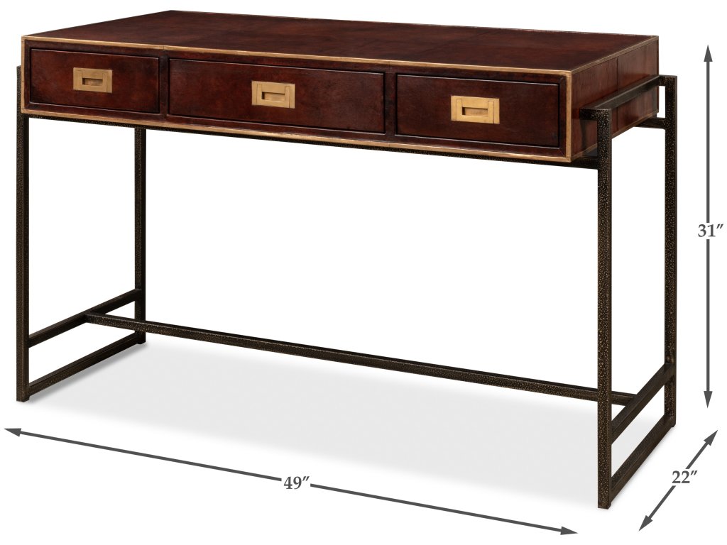 Old Brown Leather Desk - image 5