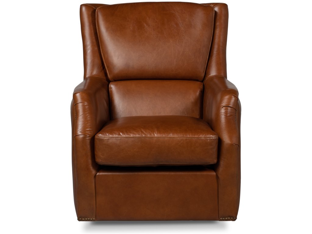 Baker Leather Swivel Chair Vintage Cigar - image 1