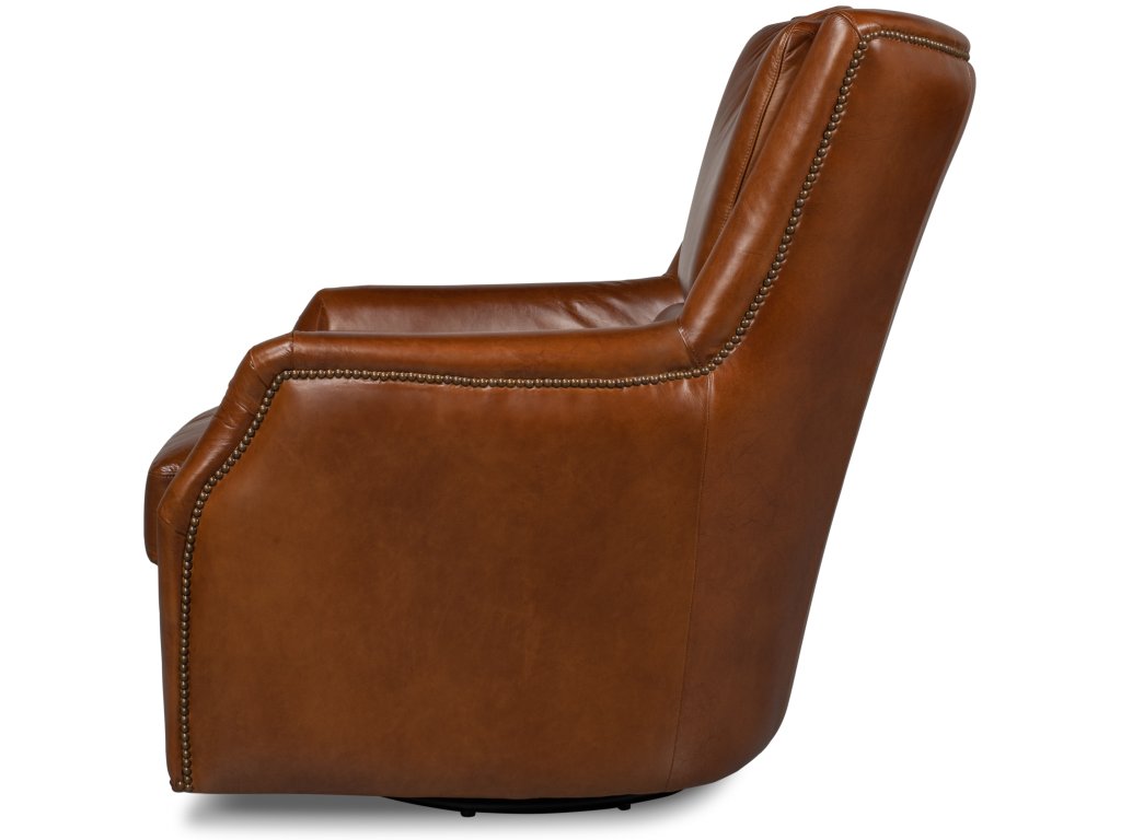 Baker Leather Swivel Chair Vintage Cigar - image 2
