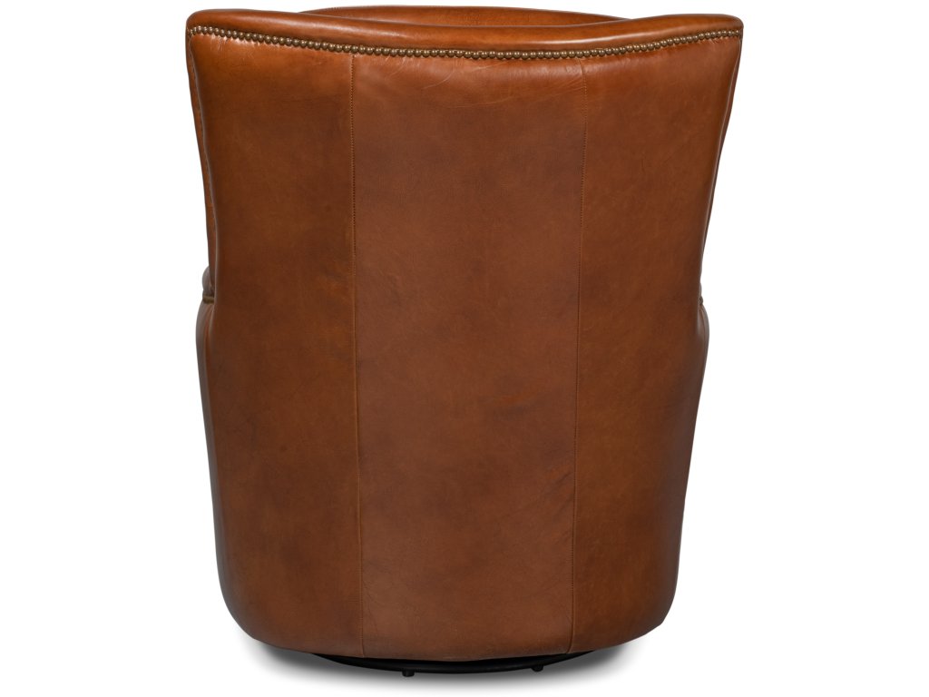 Baker Leather Swivel Chair Vintage Cigar - image 3